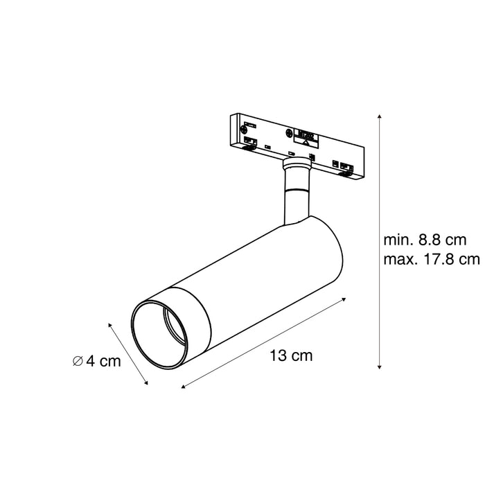 QAZQA Moderne spot zwart voor railsysteem 1-fase GU10 35mm - Slimline