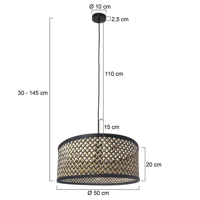 Steinhauer - hanglamp - Sparkled Light - zwart - bamboe metaal - Ø