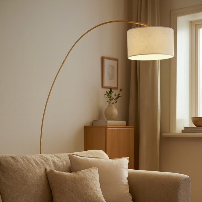 QAZQA Moderne booglamp beige met teddy kap - Vinossa