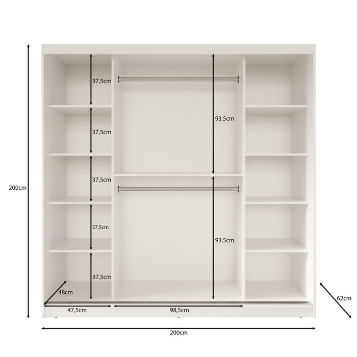Meubella - Kledingkast Fessaro - Wit - 200 cm