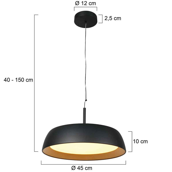 Steinhauer - Hanglamp Zwart|Goud Metaal - 45x45x150cm - Mykty