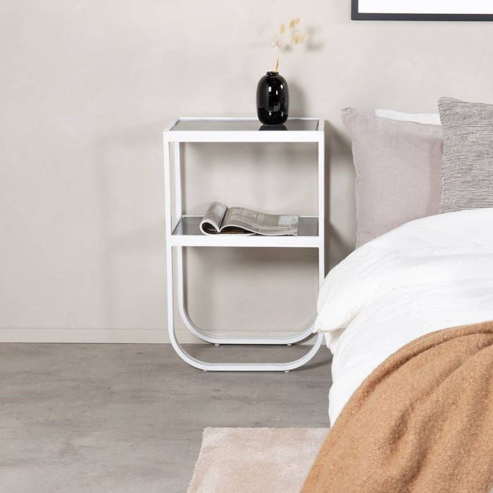 Fjôrd - Nachtkastje Wit Glas - 45x30x70cm - Rocker