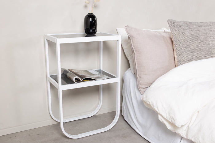 Fjôrd - Nachtkastje Wit Glas - 45x30x70cm - Rocker