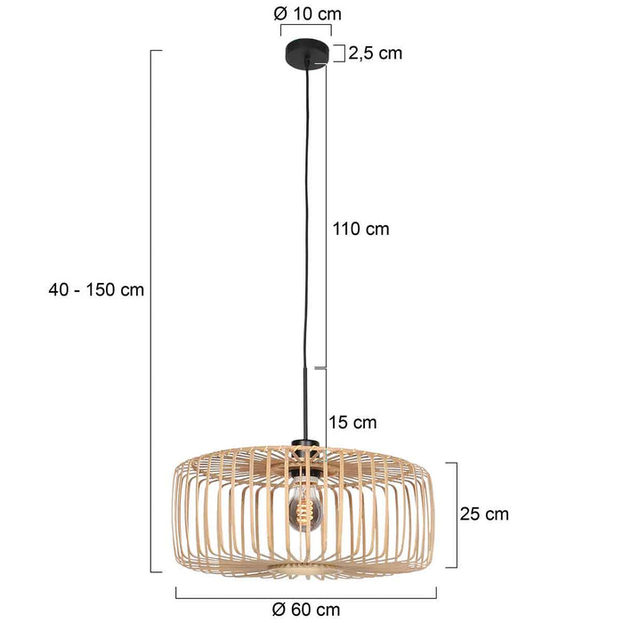 Steinhauer - Hanglamp Naturel Bamboe - 60x60x150cm