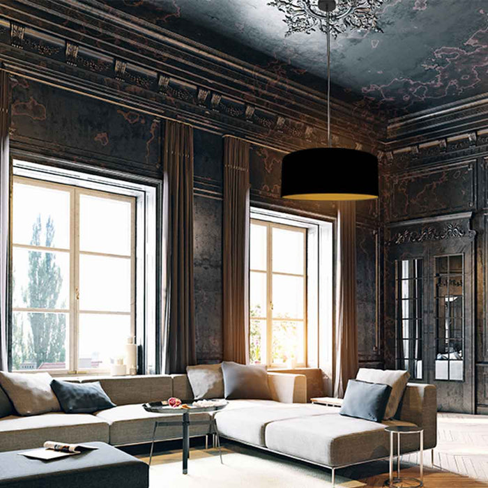 Steinhauer - Hanglamp Zwart|Goud Linnen - 50x50x145cm - Sparkled Light