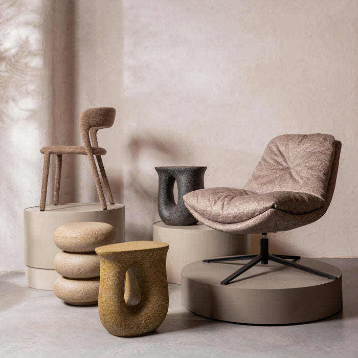 WOOOD Noble Eetkamerstoelen - Polyester - Zand Melange - Set van 2