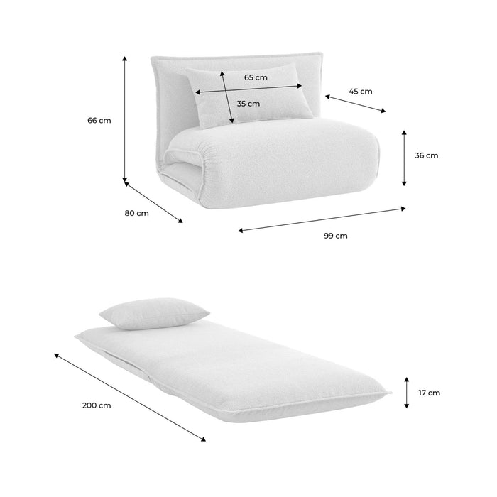 sweeek - Uitklapbare fauteuil boucléstof 1 plaats