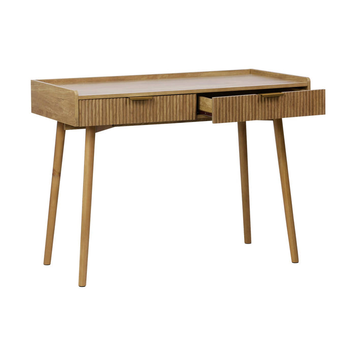 sweeek - Bureau met gegroefd mangohouteffect, 2 lades