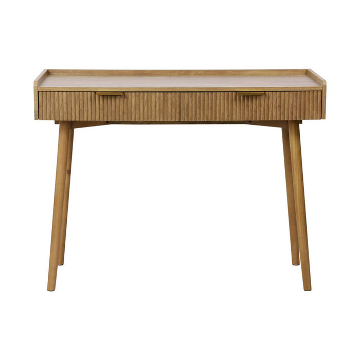 sweeek - Bureau met gegroefd mangohouteffect, 2 lades