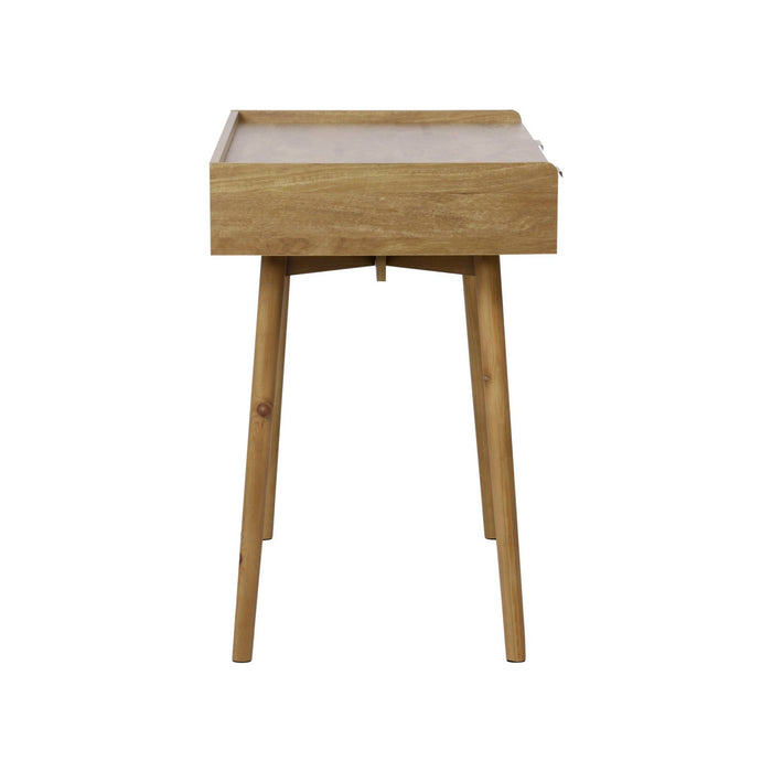 sweeek - Bureau met gegroefd mangohouteffect, 2 lades