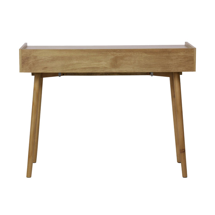 sweeek - Bureau met gegroefd mangohouteffect, 2 lades