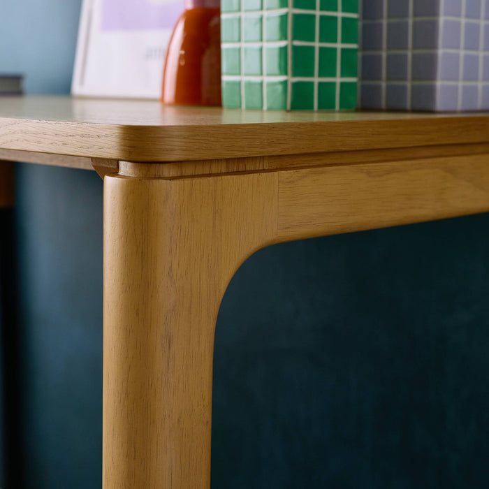 sweeek - Bureau van rubberhout en eikenfineer, 1 lade