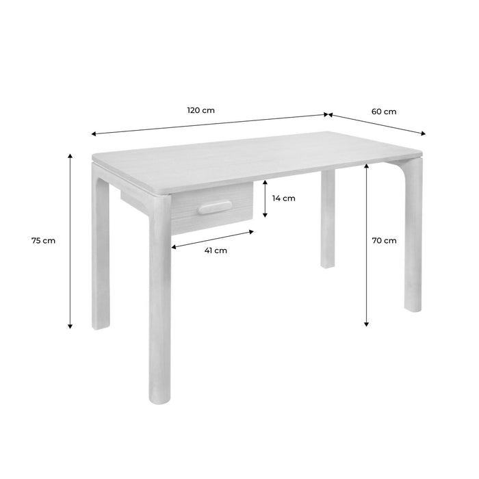 sweeek - Bureau van rubberhout en eikenfineer, 1 lade