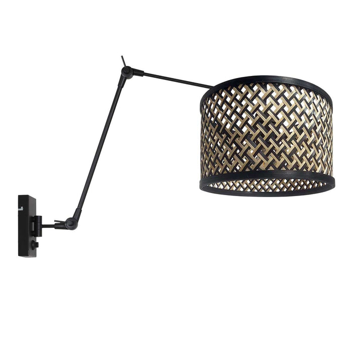 Steinhauer - Wandlamp Zwart|Naturel|Zwart Metaal|Bamboe 90x30x80cm