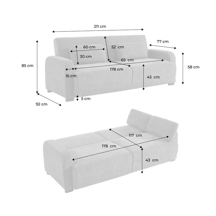sweeek - 3-zits slaapbank stof