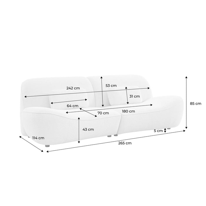 sweeek - Bank 3 zitplaatsen bouclé stof