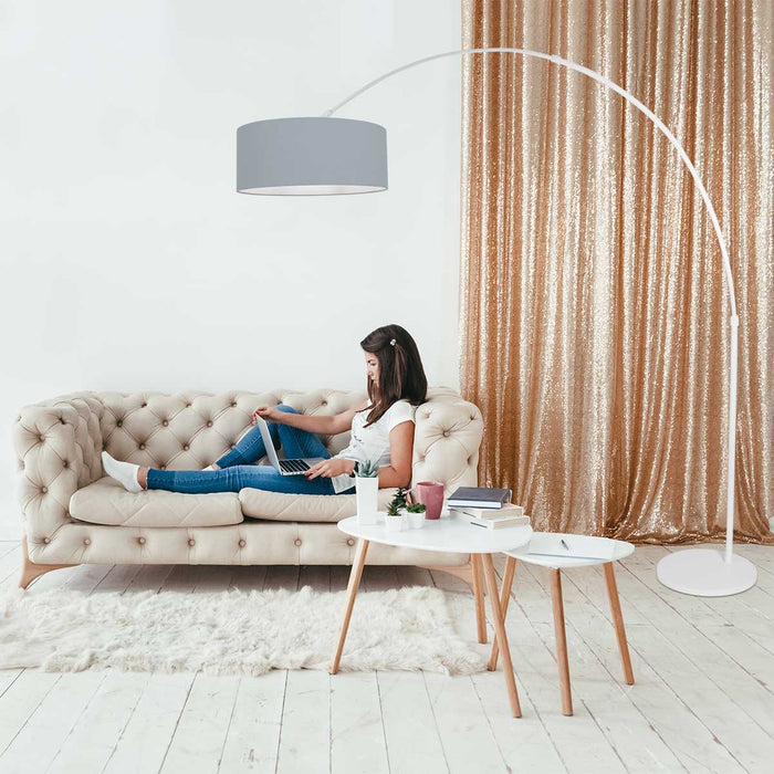 Steinhauer - vloerlamp - Sparkled Light - wit - linnen metaal -