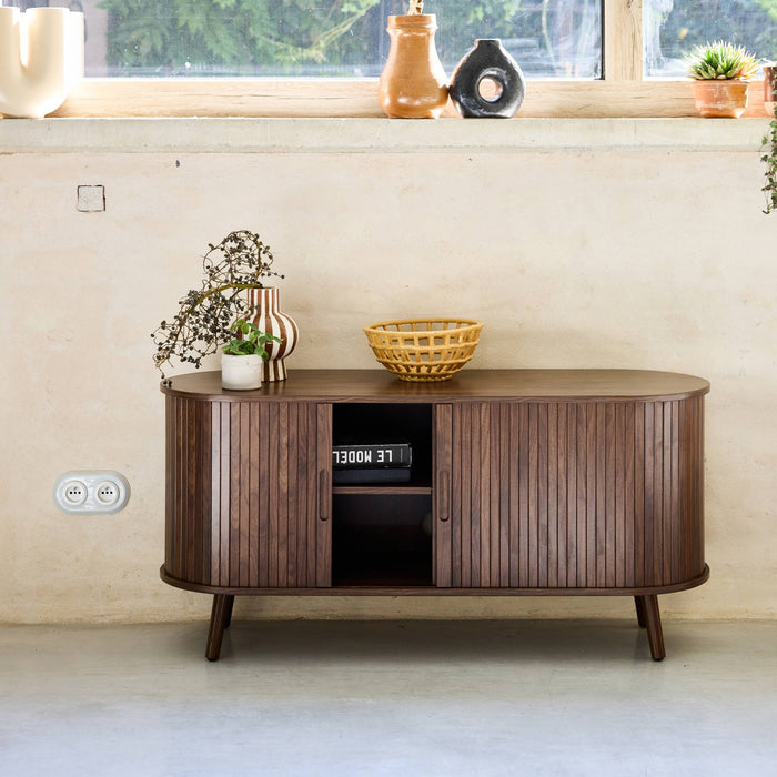 sweeek - Scandinavisch TV-meubel met 2 gegroefde schuifdeuren met