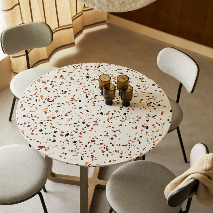 Tikamoon - Ronde tafel van premium terrazzo en massief acaciahout 90 …