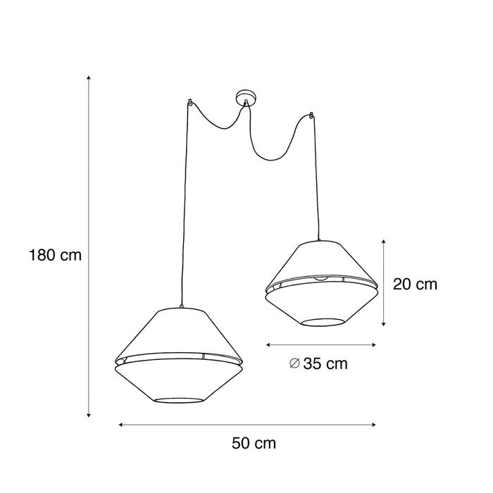 QAZQA Hanglamp zwart met dubbele velours lampenkap groen met gouden