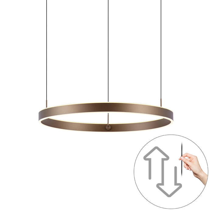 QAZQA Design hanglamp donker brons 3-staps dimbaar easylift - Titmus