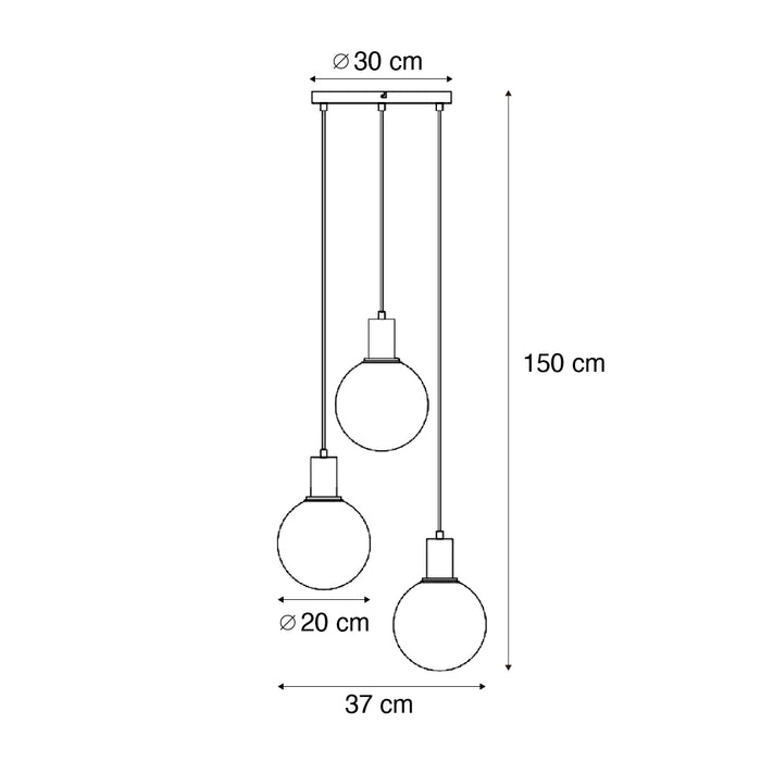 QAZQA Design hanglamp zwart met regenboog glas rond 3-lichts - Mallon