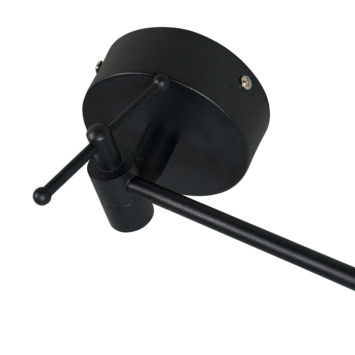 QAZQA Hanglamp zwart met dubbele velours lampenkap blad dessin en