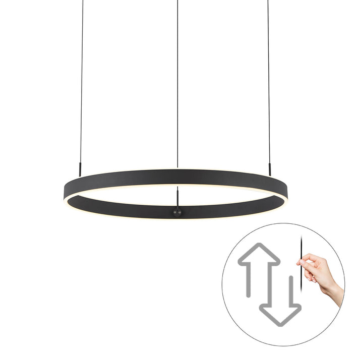 QAZQA Design hanglamp zwart 3-staps dimbaar easylift - Titmus