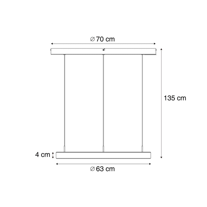 QAZQA Design hanglamp zwart 3-staps dimbaar easylift - Titmus