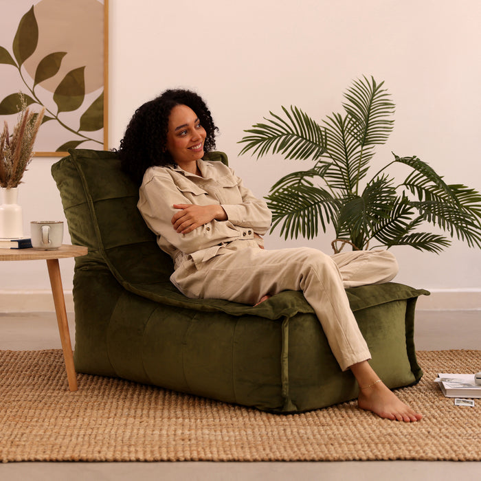 icon Dolce Lounge Zitzak - Velours - Olijfgroen