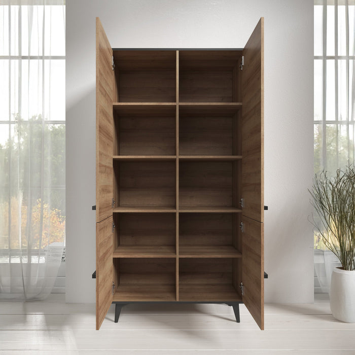 Meubella - Opbergkast Frey - Licht eiken - Zwart - 91 cm