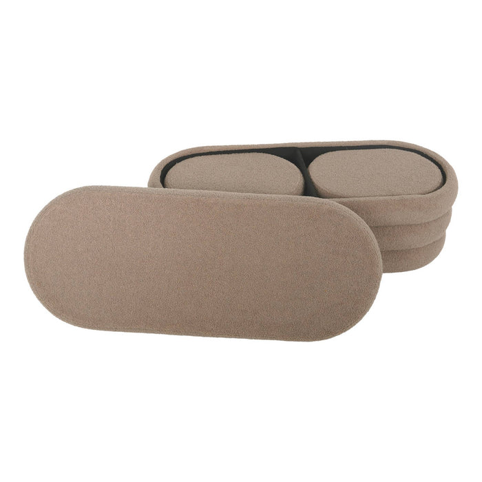 sweeek - Bankkist met 2 opbergpoefjes in boucléstof