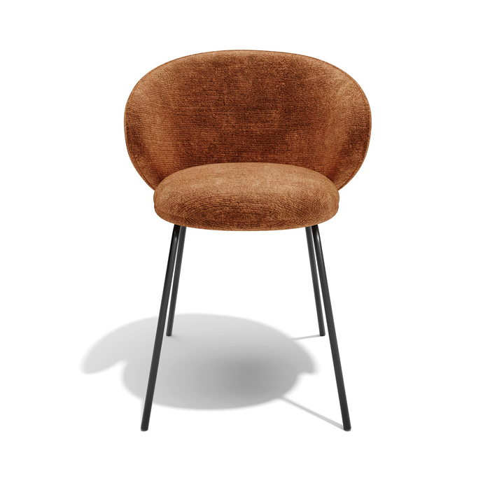 Set van 2 fluwelen stoelen met terracotta textuur en zwarte poten