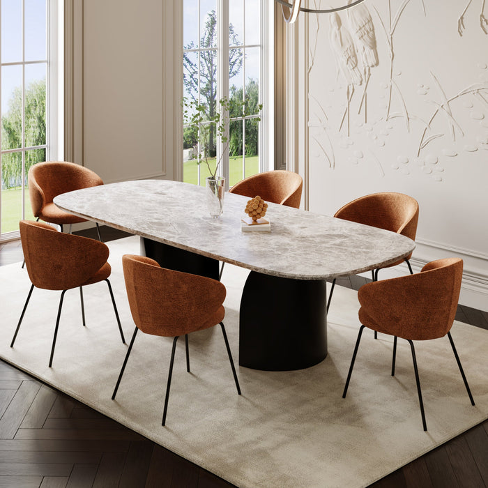 Set van 2 fluwelen stoelen met terracotta textuur en zwarte poten