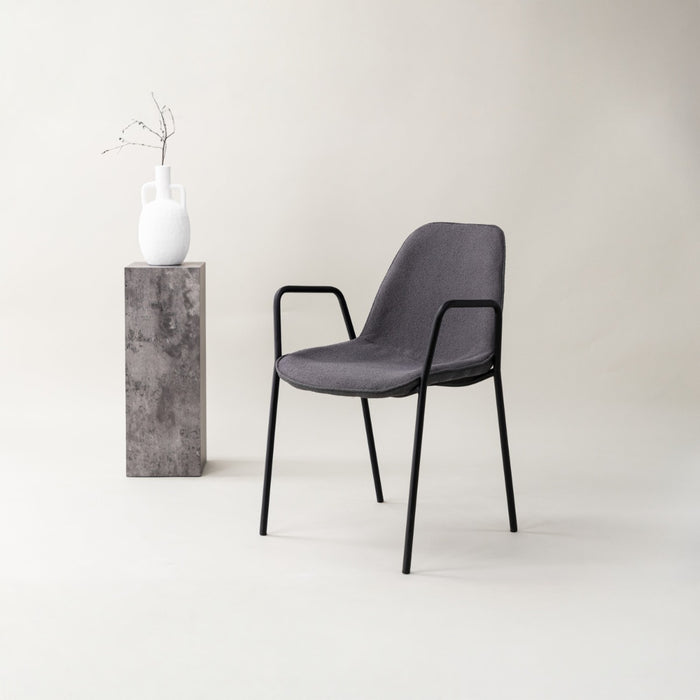 Fjôrd - Eetkamerstoel Donkergrijs Stof - Klädesholmen - Set van 2