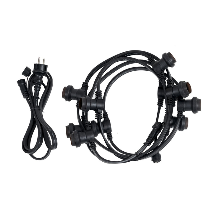 QAZQA Lichtsnoer zwart koppelbaar met stekker 6m 10-lichts IP54-