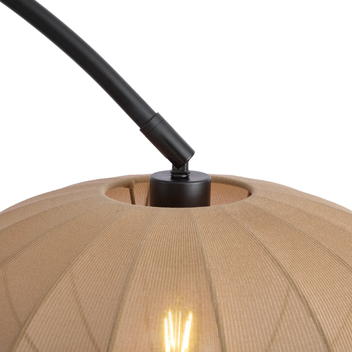 QAZQA Japandi booglamp zwart met bruine kap - Bida