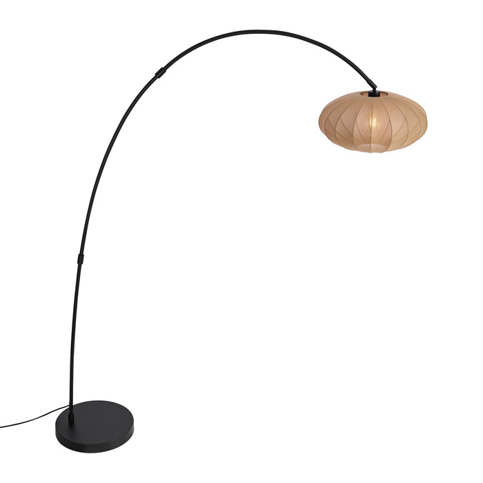 QAZQA Japandi booglamp zwart met bruine kap - Bida
