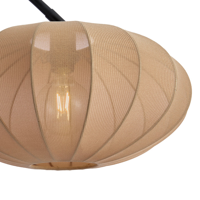 QAZQA Japandi booglamp zwart met bruine kap - Bida