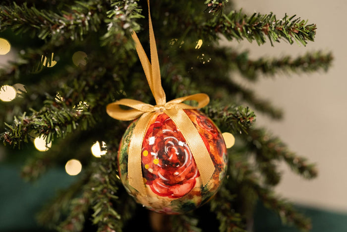 TS Collection - Kerstbal Rose rouge - Geschenkverpakking