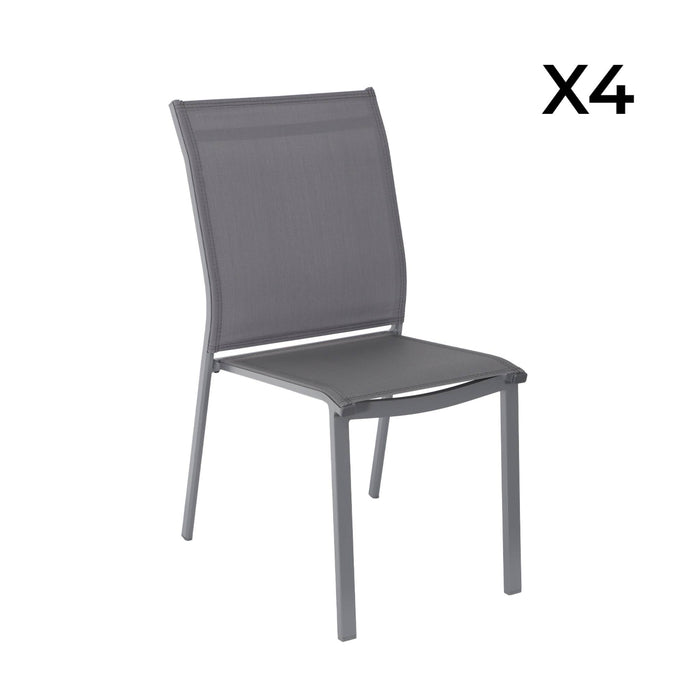 sweeek - Stapelbare tuinstoel van aluminium en textileen (Set van 4)