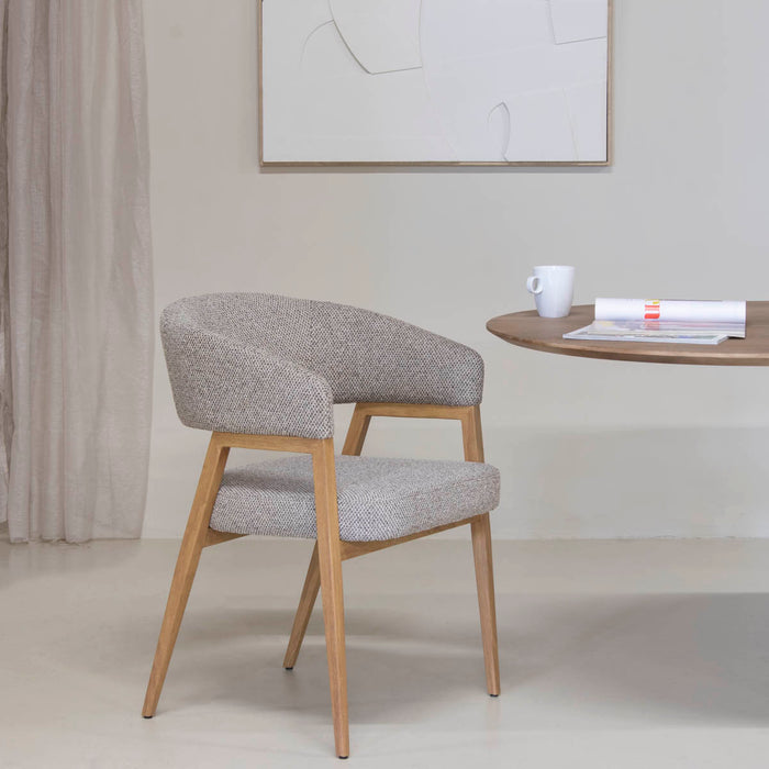 DÉJA Living - Eetkamerstoel Taupe|Naturel - Fureso - Set van 2