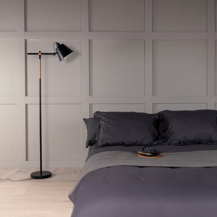 Fjôrd - Vloerlamp Zwart Metaal - 51x25x152cm - Skott