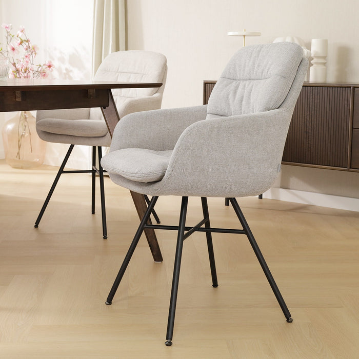 Nolon Noa-Mia Eetkamerstoel Grijs - met Armleuning - Zwart