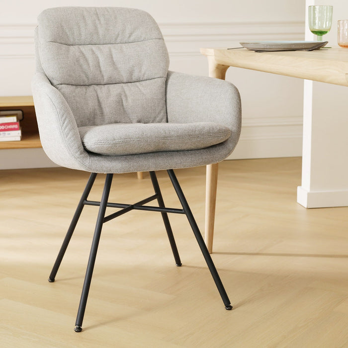 Nolon Noa-Mia Eetkamerstoel Grijs - met Armleuning - Zwart