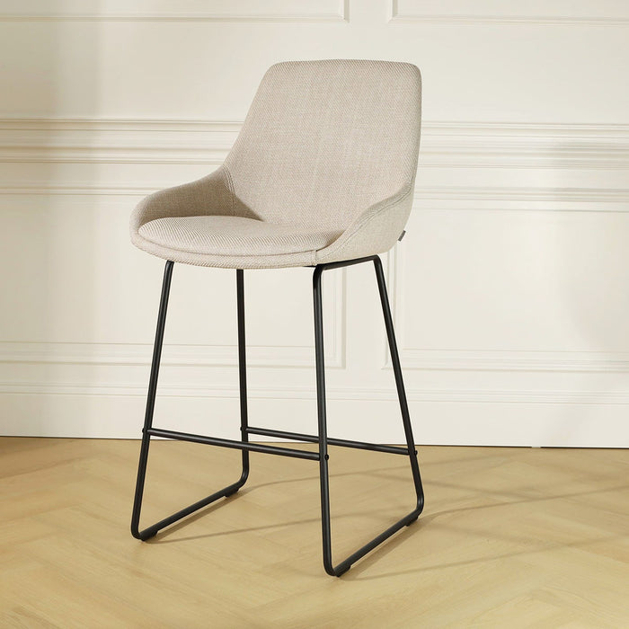 Nolon Nino-Isa Barkruk Beige - Stof - Zwart Onderstel - 65 cm