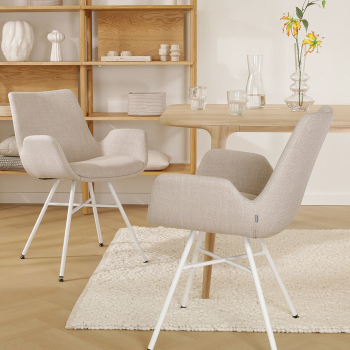 Nolon Noa-Eef Eetkamerstoel Beige - met Armleuning - Wit