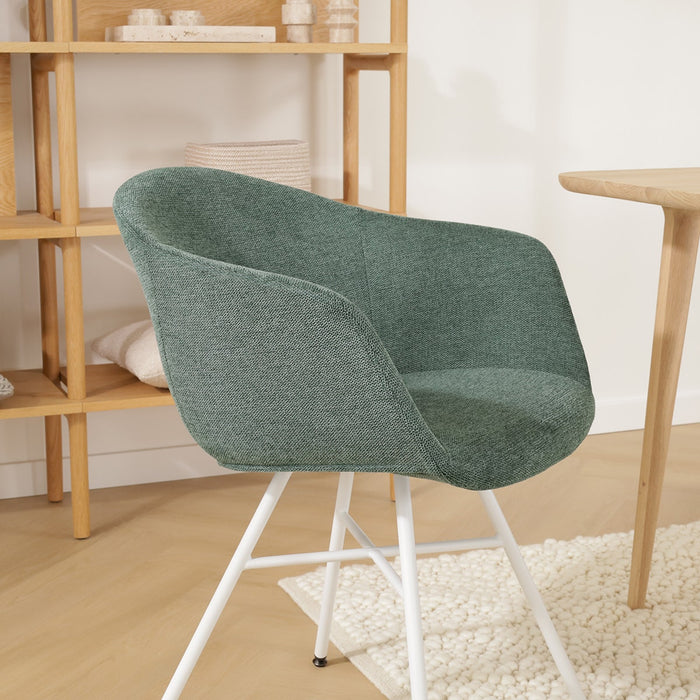 Nolon Noa-Otis eetkamerstoel donkergroen - met armleuning - wit