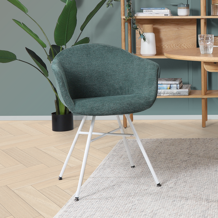 Nolon Noa-Otis eetkamerstoel donkergroen - met armleuning - wit