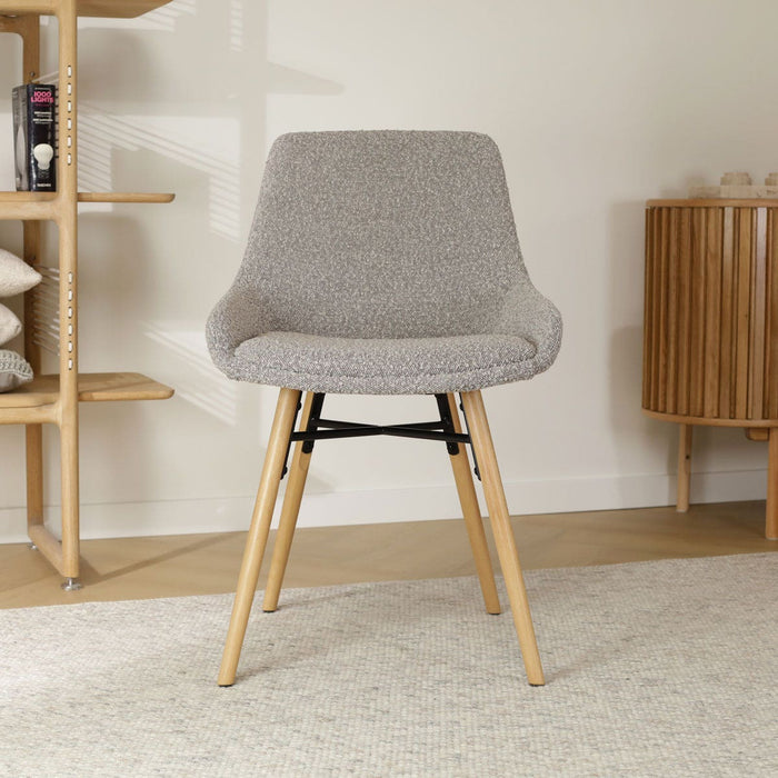 Nolon Nena-Isa Eetkamerstoel Bouclé Taupe - Stof - Houten Poten